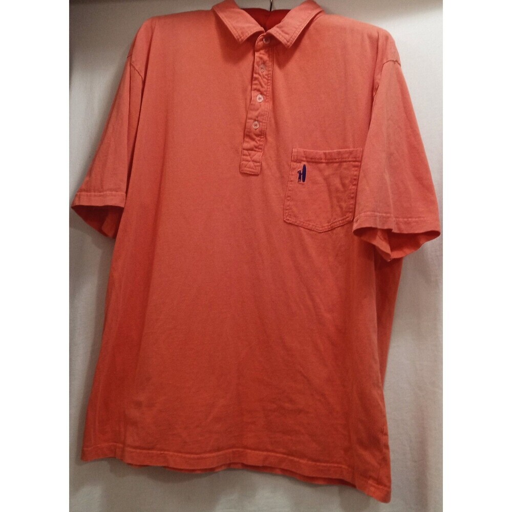 Johnnie-O West Coast Prep Men's Short Sleeve Orange Peach Polo Size XL Pocket